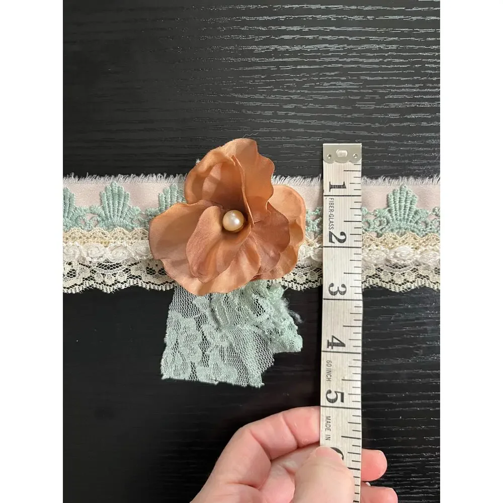 Shabby Chic Choker with Upcycled Lace, Silk Flower & Vintage Pearl Button